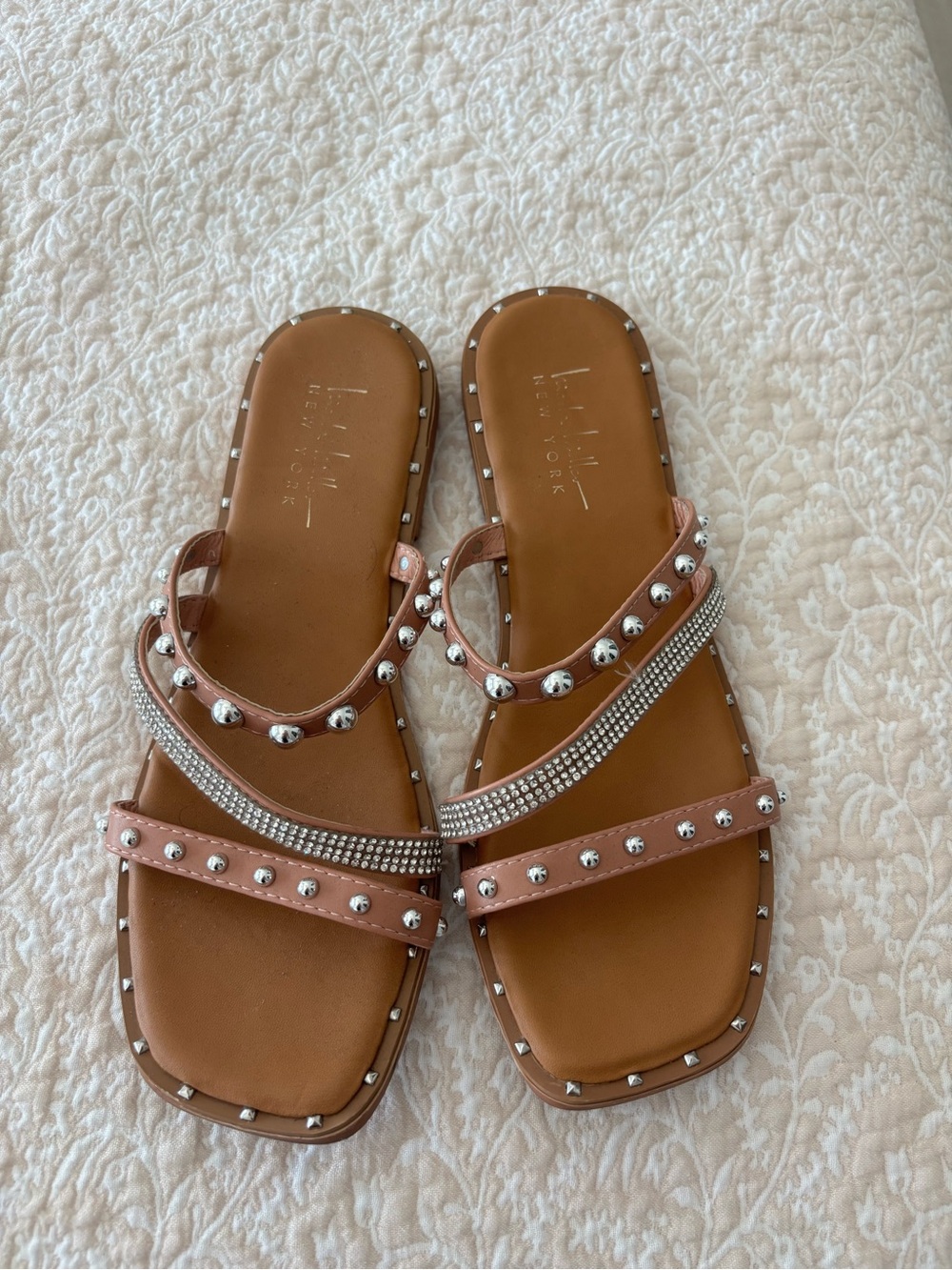 Laid-Back Studded Pink Slide Sandals by Unknown Brand